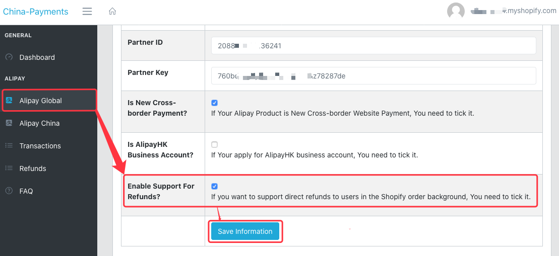 Alipay Global Enable Refund