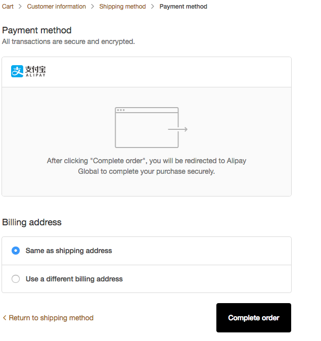 Alipay-Payments checkout